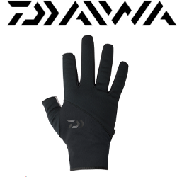 Daiwa DG-5324W Windproof Light Game Gloves 2 Pieces Cut (Black)