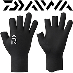 Daiwa DG-2125W Chloroprene Gloves 3 Cuts [Black]