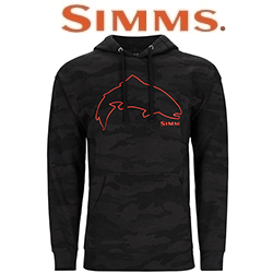 Simms Trout Outline Hoody, Woodland Camo Carbon