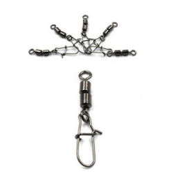 Вертлюг двойной с застежкой Namazu HS 2X Rolling Swivels With Nice Snap, цвет BN, р. 7, test-10 кг