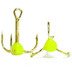 Крючки ''Тройник ''Капля'' №4, Золото, цвет 02 желтый, VD-092C (BN)'', 10 шт/уп