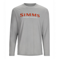 Футболка Simms Logo LS Shirt, Cinder Heather, XL