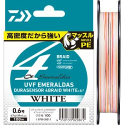 Леска плетеная Daiwa UVF Emeraldas Dura Sensor 4Braid White +Si² 150m #0.8 (14lb)