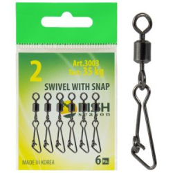 Вертлюжок с застежкой Fish Season Hooked, №8 (12 кг), (упак. 9 шт)