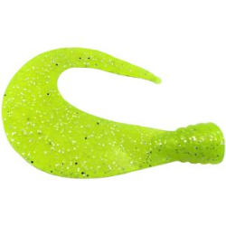Хвост твистерный Strike Pro Big Sickle Tail Большой серп 12см (развернутый 16см) 20гр. цвет шартрез с блестками 2шт