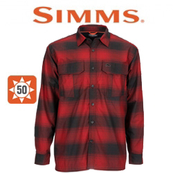 Simms Coldweather LS Shirt, Auburn Red Plaid