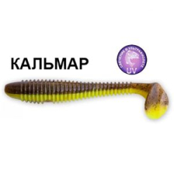 Силиконовая приманка Crazy Fish Vibro Fat 4" 15-100-30d-6 кальмар цв. caddisfly pupa by MF (куколка ручейника)
