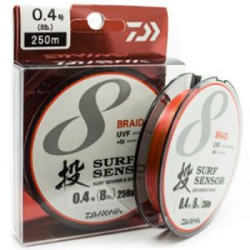 Леска плетеная Daiwa UVF Surf Sensor X8 250m #0.4 3.7kg.