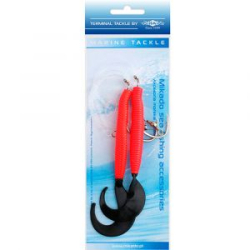 Система поводков на треску Mikado Pilk D-Twist Rig (2 x 14cm, крючки №8/0) красно-чёрный (LS-A075-14-03)