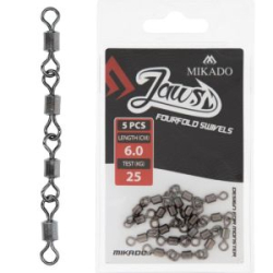 Четверной вертлюг-цилиндрический Mikado Jaws Swivel - Jaws Fourfold Swivels 6 см (AMA-J-001-01)