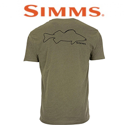 Simms Walleye Outline T-Shirt, Military Heather