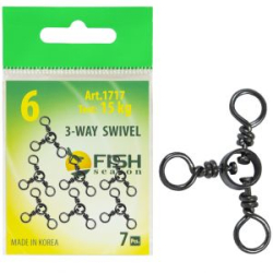 Вертлюжок Fish Season на три направления, с кольцом, №6 (15 кг) (уп. 7 шт.)