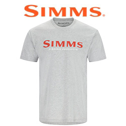 Simms Logo T-Shirt, Grey Heather - Crimson