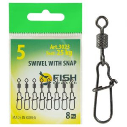 Вертлюжок с накаткой и застежкой Nice, №12 (9 кг), (упак. 9 шт)