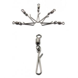 Вертлюг с форелевой застежкой Namazu Rolling Ribbed Swivel With Hanging Snap-A, цв. BN, р. 10, test-5 кг