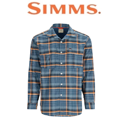 Simms Coldweather LS Shirt, Neptune/Sun Glow Ombre Plaid