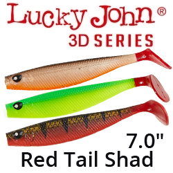 Lucky John 3D Series Red Tail Shad 7.0"