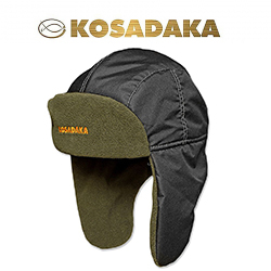 Kosadaka Ultra Шапка ушанка чёрная, флис хаки