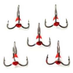 Крючок-тройник светофор Namazu с каплей и камнем, размер 16 (INT), цвет RW (5 шт.)