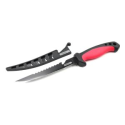 Нож разделочный "Следопыт" филейный, прорезиненная ручка, дл. клинка 125 мм, черный, в чехле