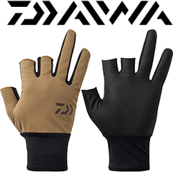 Daiwa DG-8025W Windproof Beltless Gloves 3 Cuts [Mocha]