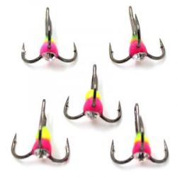 Крючок-тройник светофор Namazu с каплей и камнем, размер 10 (INT), цвет VYG (5 шт.)