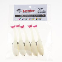 Рыбка поролоновая Leader оснащенная на офсетном крючке 105 мм. Белая