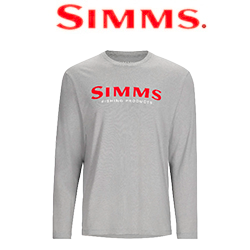 Simms Logo LS Shirt, Cinder Heather