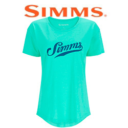 Simms Women's Script T-Shirt, Gulf Blue