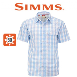 Simms Big Sky SS Shirt, Sky/Flame Plaid