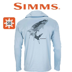 Simms Tech Hoody - Artist Series, Tarpon Woodland Camo Steel/Steel Blue