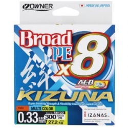 Шнур Owner Kizuna X8 Broad PE Multi color 10м 300м 0,1мм 4,1кг