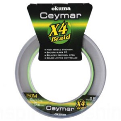 Шнур плетеный Okuma Ceymar X4 #4 30lb 0.34mm 150m Yellow