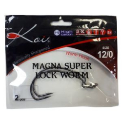 Крючок офсетный Koi Magna Super Lock Worm, размер 10/0 (INT), цвет BN, (2 шт.)