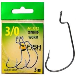 Крючок офсетный Fish Season Worm с большим ухом, №1/0 (4 шт)