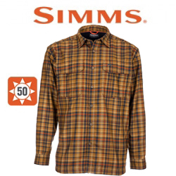 Simms Coldweather LS Shirt, Dark Bronze Admiral Plaid