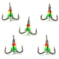 Крючок-тройник светофор Namazu с каплей и камнем, размер 16 (INT), цвет GYR (5 шт.)