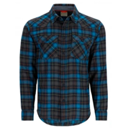 Рубашка Simms Santee Flannel LS Shirt, Black/Bright Blue Window Pane Ombre, L