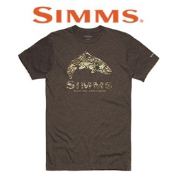 Simms Trout River Camo T-Shirt Brown Heather