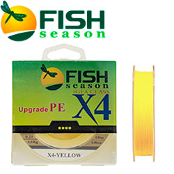 Fish Season Плетёный шнур из 4-х нитей, жёлтый 150м