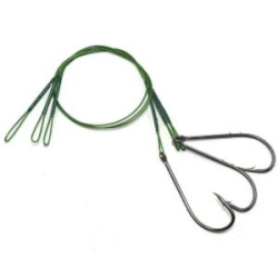 Поводок стальной NAMAZU Leader 1х7 Nylon Coated Green, d-0,39 мм, L-20 см, с одинарным крючком 92247