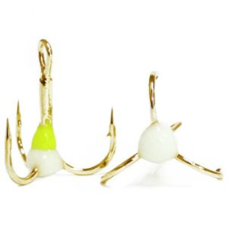 Крючки ''Тройник ''Капля'' №4, Золото, цвет 12 желтый+люм., VD-092C (BN)'', 10 шт/уп
