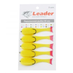 Рыбка поролоновая Leader оснащенная на двойнике 65 мм. Цвет 06 упак. 5 шт.