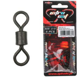 Роликовый вертлюг Mikado Intro Cat матово-чёрный №4/0 (р.н. до 140кг./упак.=5шт.) (AMA-C2001-4/0)