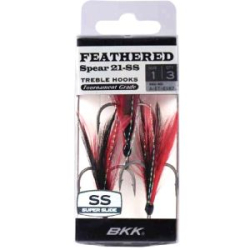 Крючок тройной BKK с опушкой Feathered Spear 21-SS (A-ET-6163) #6 (3шт) Red-Black