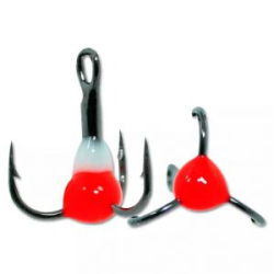 Крючок Тройник "Капля" Vido Craft №10, цвет 05 бело-красный, VD-092C (BN), 10 шт/уп