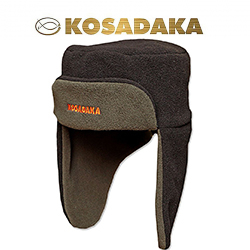 Kosadaka Polar Шапка ушанка флис чёрн, подклад хаки