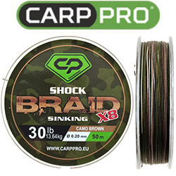 Carp Pro Diamond Shock Braid PE X8 коричневый 50м