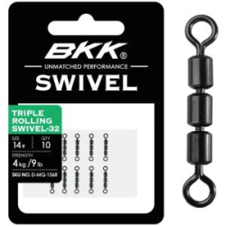 Вертлюг BKK Triple Rolling Swivel-32 (Brass, Black) (D-MQ-1579) - 1# (6шт)