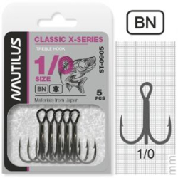 Крючок тройной Nautilus Treble X-series 0905BN № 1/0 (5шт)